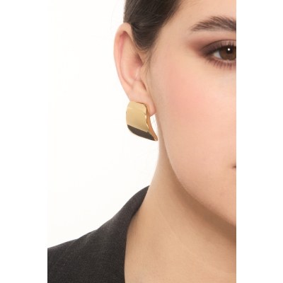 Pendientes rectangulares sinuosos en oro amarillo 18K