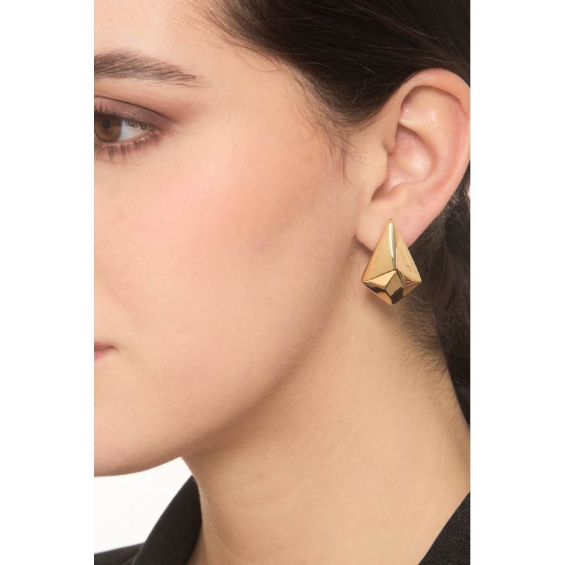 Pendientes geométricos en oro amarillo 18K