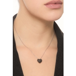 Collar en oro blanco 18k con corazón diamantes negros 2