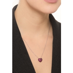 Collar oro blanco 18k y colgante corazón pavé en rubíes 2