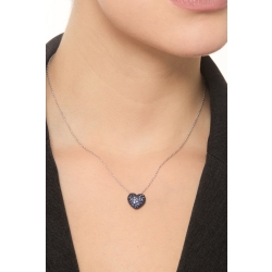 Collar en oro blanco 18k con corazón zafiros azules 2