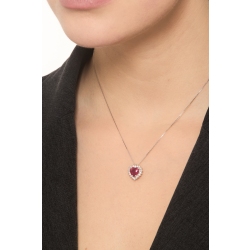 Collar corazón con rubí y diamantes oro blanco 18K  2