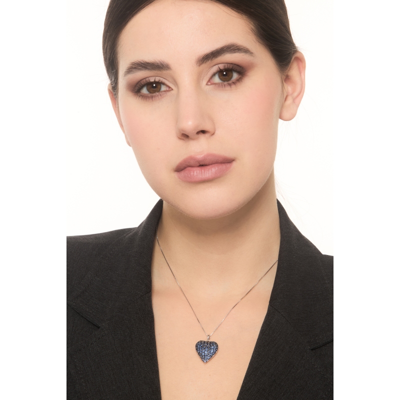 Collar zafiros azules oro blanco 18K corazón Collar zafiros azules oro blanco 18K corazón