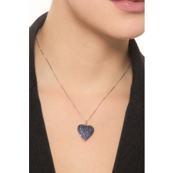 Collar zafiros azules oro blanco 18K corazón 2