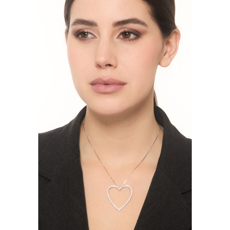 Collar corazón grande oro blanco 18K  Collar corazón grande oro blanco 18K