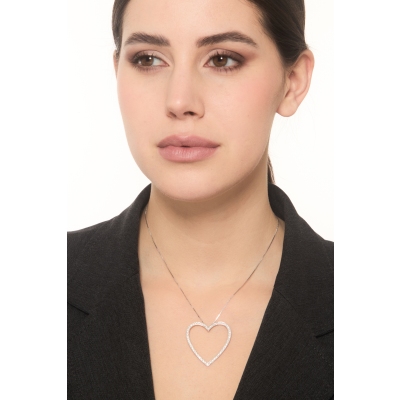 Collar corazón grande oro blanco 18K 