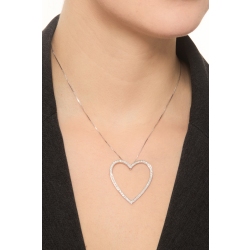 Collar corazón grande oro blanco 18K  2