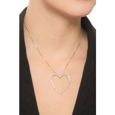 Collar corazón grande oro blanco 18K 