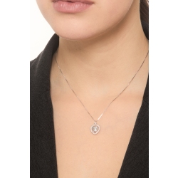 Collar oro blanco 18kt con colgante aquamarina corazón y diamantes 2