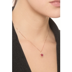 Collar de oro rosa 18K corazón con rubí  2