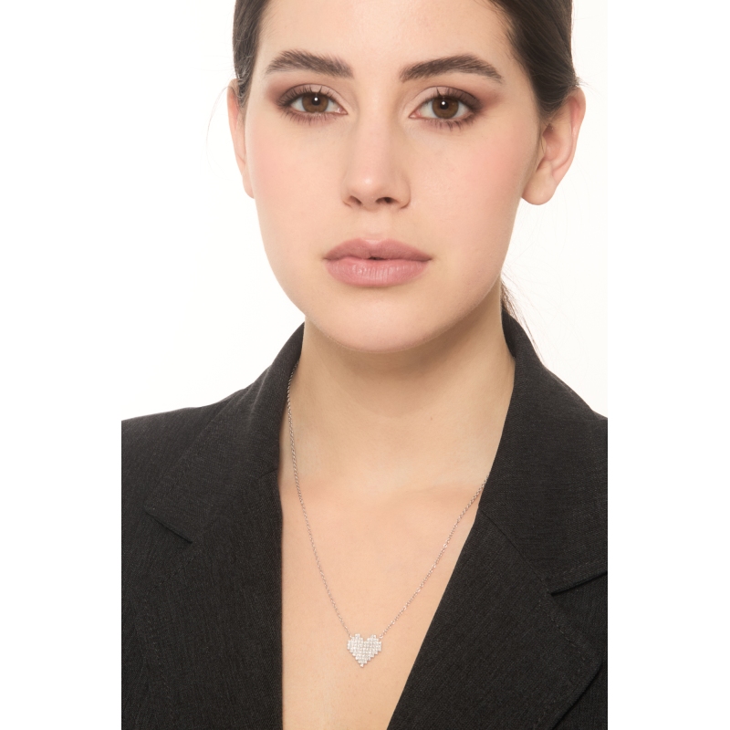 Collar píxel con diamantes oro blanco 18K con colgante Collar píxel con diamantes oro blanco 18K con colgante