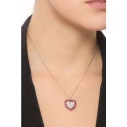 Collar oro blanco 18K con colgante corazón con diamantes 2
