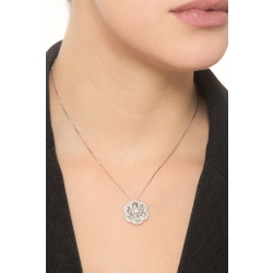 Collar en oro con colgante flor aquamarinas ovaladas y diamantes 2