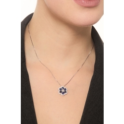 Collar flor zafiros azules y diamantes oro blanco 18k 2