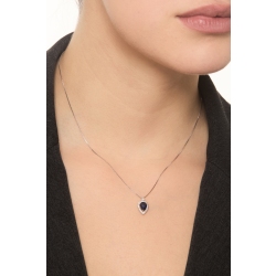 Collar en oro blanco 18k con gota zafiro azul y diamantes 2