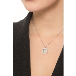 Collar oro 18k con aguamarina rectangular y diamantes 2