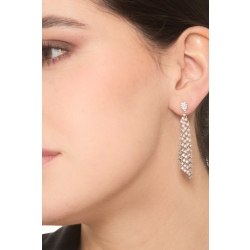 Pendientes colgantes de tejido con diamantes en oro blanco de 18 quilates 2