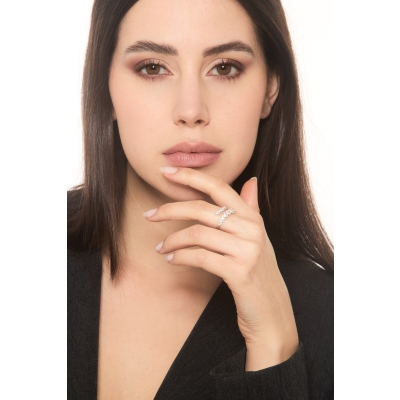 Anillo tu y yo en oro blanco con diamantes