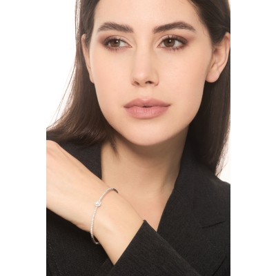 Pulsera semirrígida en oro blanco 750 con diamantes