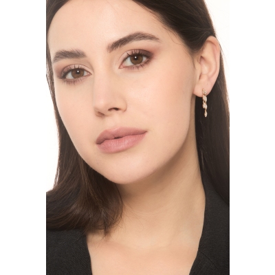 Pendientes colgantes en oro rosa de 18k con diamantes