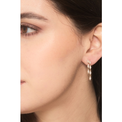 Pendientes colgantes en oro rosa de 18k con diamantes