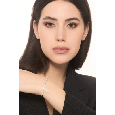 Brazalete en oro blanco 18 quilates hojas y diamantes 