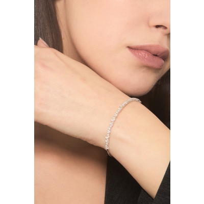 Brazalete en oro blanco 18 quilates hojas y diamantes 