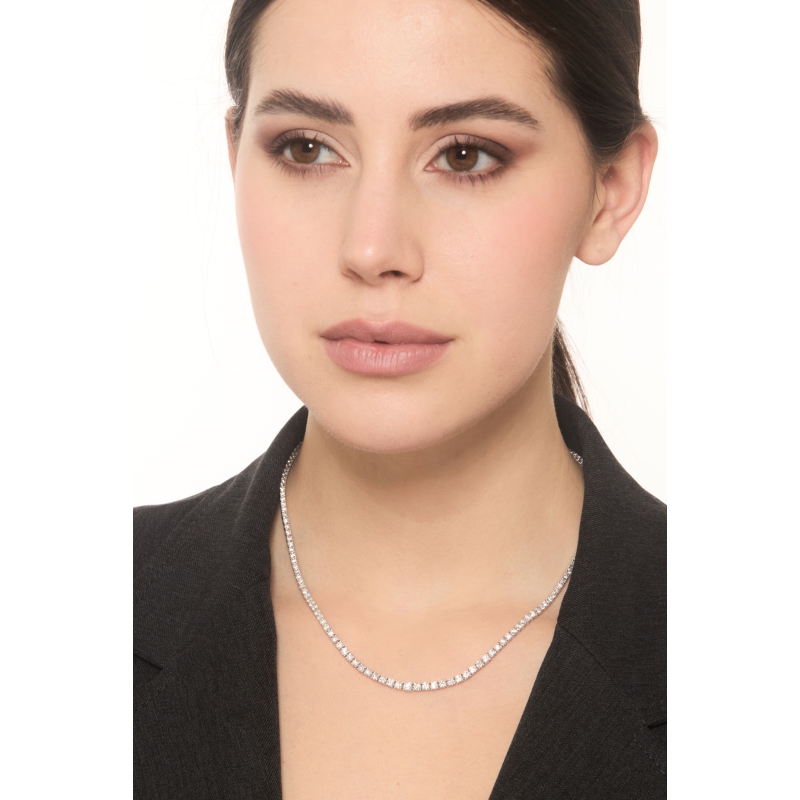 Collar en oro blanco de 18K tenis con brillantes
