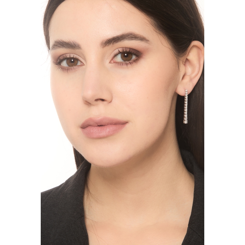 Pendientes tenis en oro blanco de 18k engastados con diamantes 1,55 ct Pendientes tenis en oro blanco de 18k engastados con diamantes 1,55 ct