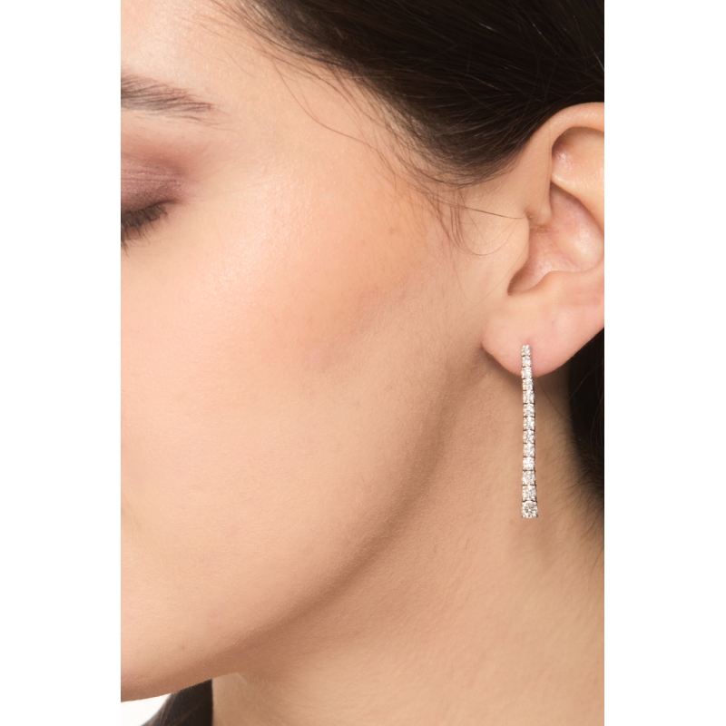 Pendientes tenis en oro blanco de 18k engastados con diamantes 1,55 ct Pendientes tenis en oro blanco de 18k engastados con diamantes 1,55 ct