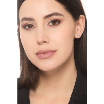 Pendientes oro blanco 18kt con rubí y contorno diamantes 