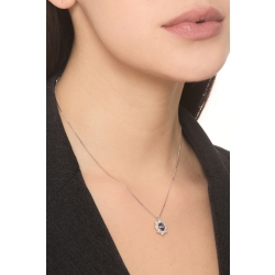 Collar oro blanco 18k con un zafiro azul diamantes  2