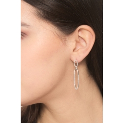 Pendientes diseño con dos óvalos en oro blanco de 18k 2