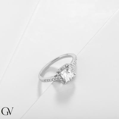 Anillo talla princesa certificado por GIA CT.1,00 oro blanco 750