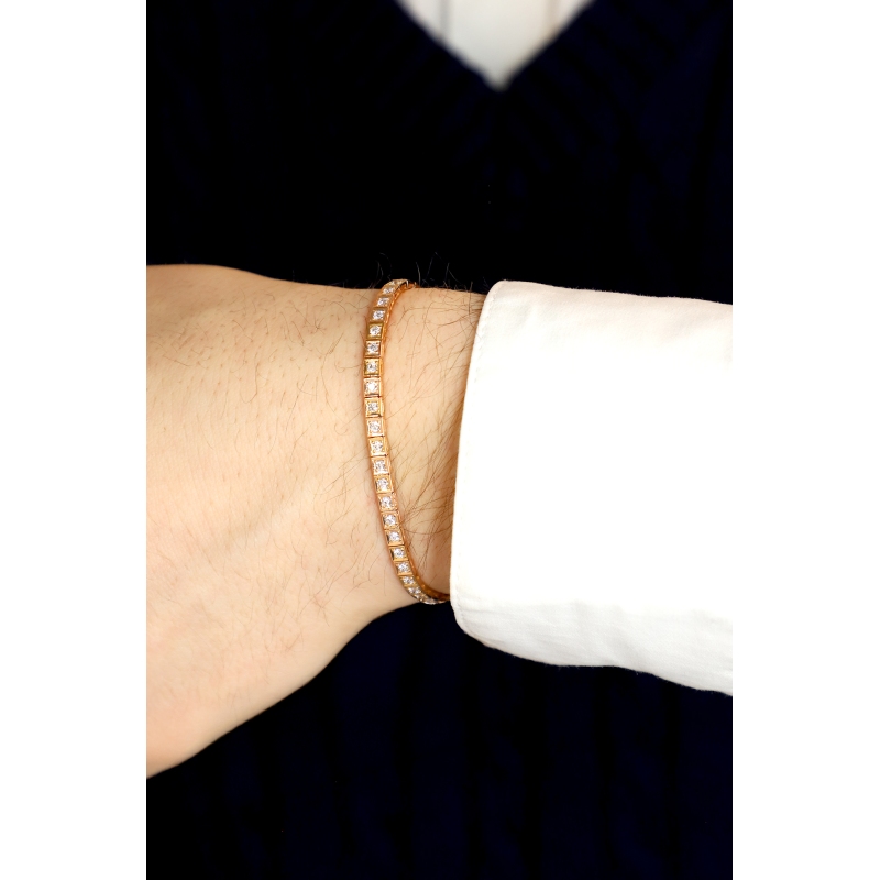Pulsera Tennis Oro Rosa 18k con diamantes engastados  Pulsera Tennis Oro Rosa 18k con diamantes engastados
