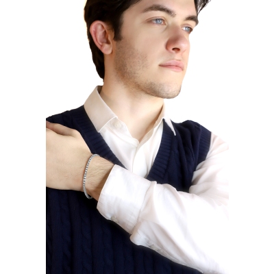 Pulsera de oro blanco 18k riviere de diamantes 3,3 mm.