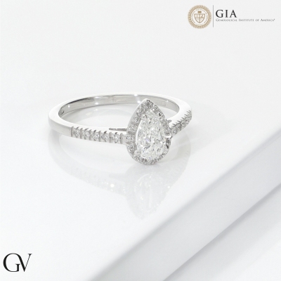 Solitario diamante central 0,5 ct GIA oro blanco y diamantes 