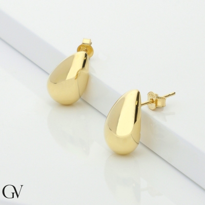 Hermosos pendientes de oro amarillo 750 delicada forma de gota