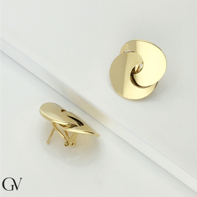 Pendientes de oro amarillo 18k con dos aros entrelazados