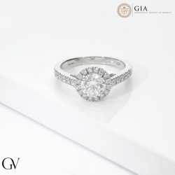 Anillo en oro blanco con diamante central natural IGI 1.00ct