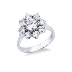 Anillo halo clásico en oro blanco 18 quilates con diamante