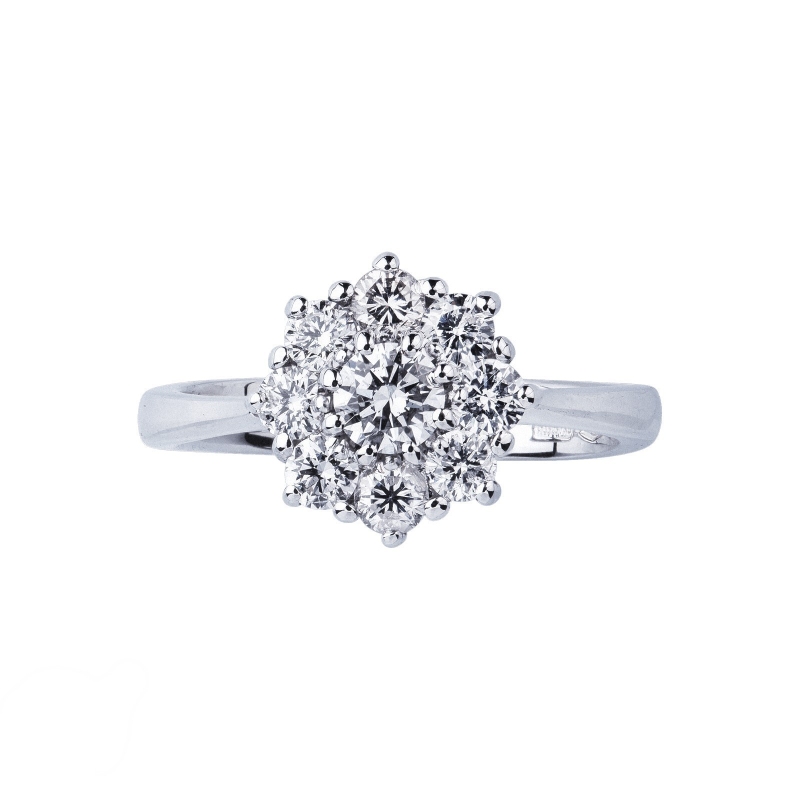 Anillo de contorno con diamantes 0.55 ct oro blanco 18k Anillo de contorno con diamantes 0.55 ct oro blanco 18k