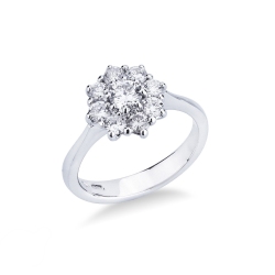 Anillo de contorno con diamantes 0.55 ct oro blanco 18k