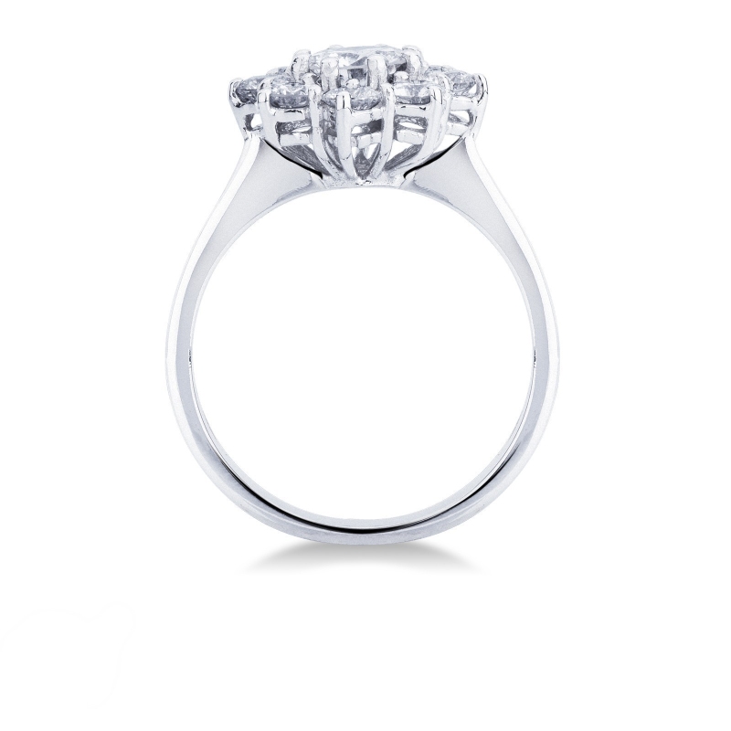 Anillo Flor clásico en oro blanco de 18k con diamantes Anillo Flor clásico en oro blanco de 18k con diamantes