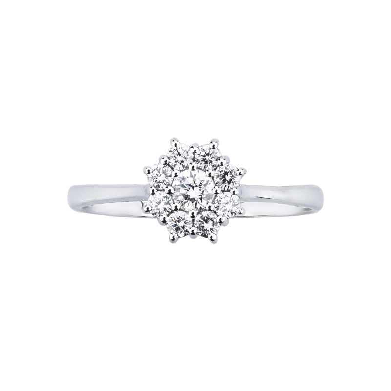Anillo halo en forma de flor con diamante Anillo halo en forma de flor con diamante