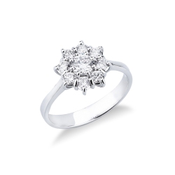 Anillo halo en flor con diamante central CT0.40