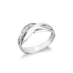 Anillo diamantes para mujer en oro blanco 18k