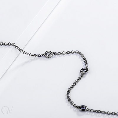 Pulsera de hombre de oro brunido de 18k con 5 diamantes negros