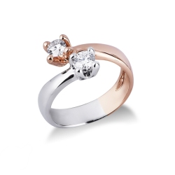 Anillo Duo en Oro Blanco y Rosa 18k con Diamantes