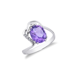 Anillo de oro blanco 18k amatista talla oval